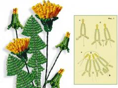 DIY dandelion պատրաստված ուլունքներից Dandelion made from beads գծապատկեր